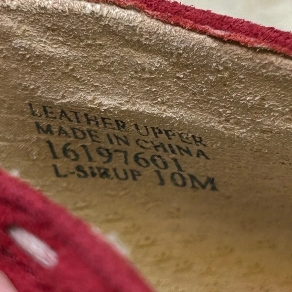 Franco Sarto Red Suede Mary Jane Wedge Pumps Whipstitch 10M L-SIRUP